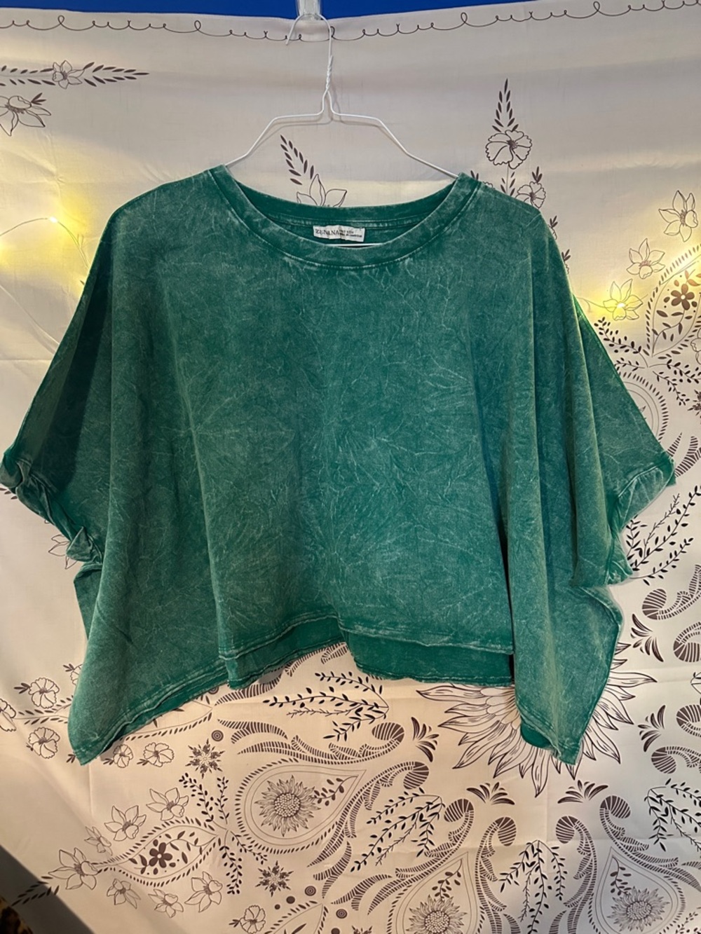 Zenana Outfitters Washed Teal Green Boxy Crop Top